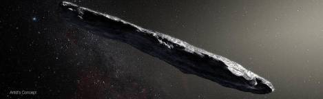 Artist’s impression of the interstellar asteroid `Oumuamua